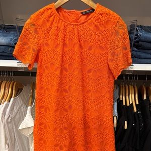 Zara basic collection short orange lace dress
